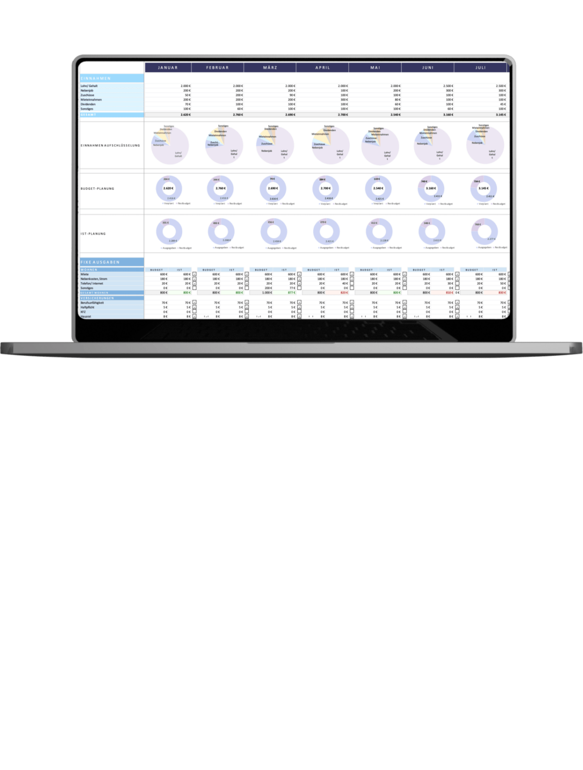 Digitales Haushaltsbuch Excel Vorlage – Budget planen, Einnahmen & Ausgaben tracken